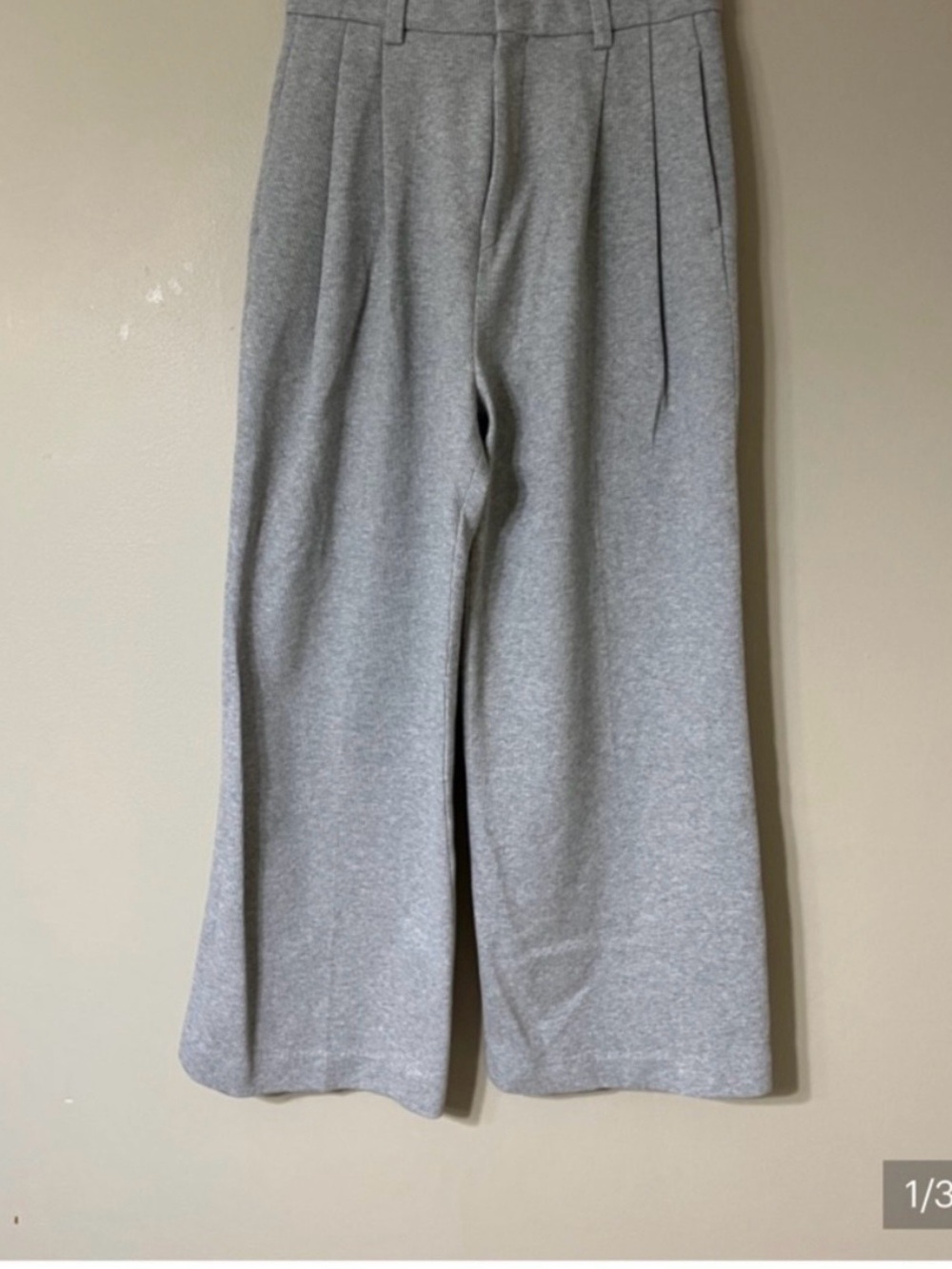 Frankie Shop Light Gray Pleated Wide-Leg Bottoms